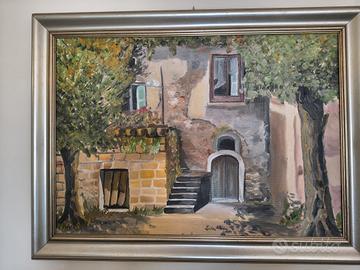 dipinto incorniciato borgo antico 