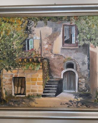 dipinto incorniciato borgo antico 