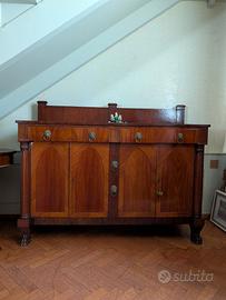 Credenza Impero in mogano — sideboard con colonne