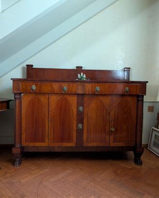 Credenza Impero in mogano — sideboard con colonne