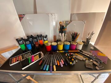 Set Completo Arte Pittura Cavalletti Tele
