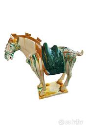 Statua cavallo ceramica stile Tang Dynasty cinese