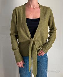 Magkione verde 100% cashmere misura M scollo a V