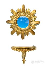 Specchio sole +mensola stile barocco oro o argento