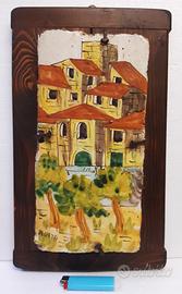 DERUTA mattonella placca parete terracotta firmata