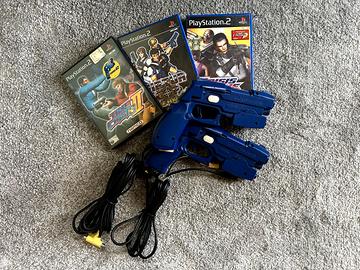 Bundle GunCon 2 PS2: 2 GunCon 2 + 3 gichi + TV CRT
