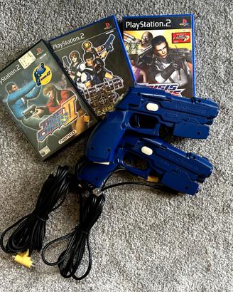 Bundle GunCon 2 PS2: 2 GunCon 2 + 3 gichi + TV CRT