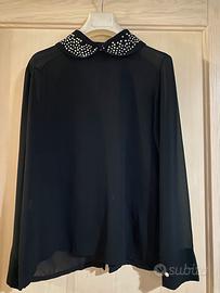 Camicia nera con dettagli nel collo