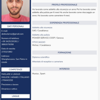 Stoccaggio. manovale. cameriere. receptionist