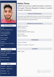 Stoccaggio. manovale. cameriere. receptionist