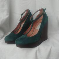 Scarpe donna LAUTRECHOSE zeppa camoscio verde 36,5