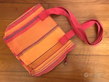 Borsa in cotone arancio e fucsia Body Shop