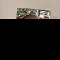 Cornice vintage alpacca e madreperla  Messico 