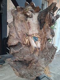 2 sculture lignee policrome Val Gardena arte sacra