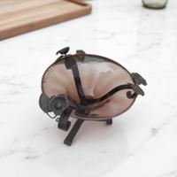 centro tavolo  alzata vetro metallo