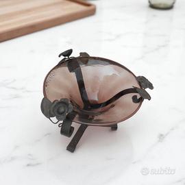 centro tavolo  alzata vetro metallo