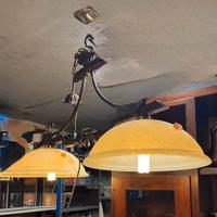 Lampadario a 2 luci in metallo anticato