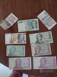 Banconote lire italiane + banconote straniere