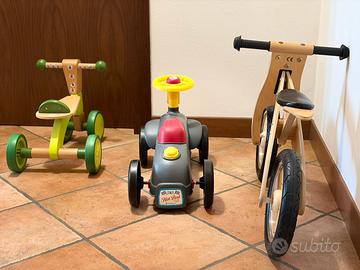 Cavalcabile, quadriciclo e balance bike in legno