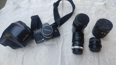 Kit reflex Minolta SRT 101  3 obbiettivi Rokkor