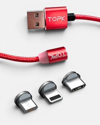 Cavo Magnetico TOPK 3 in 1 USB Type C / Micro USB 