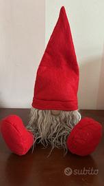 Gnomo natalizio in feltro rosso con barba e piedi
