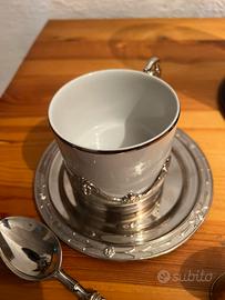 Vassoio Elegant Gioiell oro 24K + tazza vintage