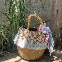 Cesta in vimini e macramè