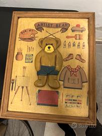Quadro cameretta bimbi con orsetto 3D in legno