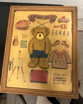 Quadro cameretta bimbi con orsetto 3D in legno