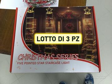 Lotto 3 Scale Natalizie Luminose Babbo Natale LED