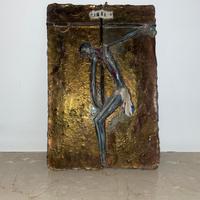 Crocifisso Modernista in Rame e Smalto a Fuoco - V