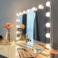 Specchio da Trucco con Luci, 58 x 43 cm, Bianco