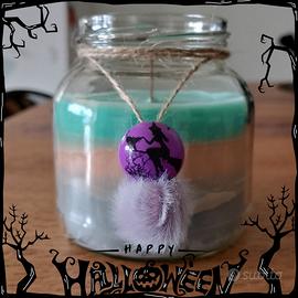 Candela Halloween soia grande colorata e decorata