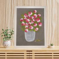 40x30 Quadro Vaso di Fiori - Gesso e Acrilico