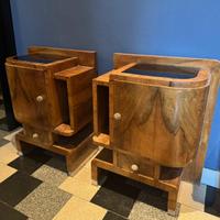 Comodini art decó in legno di noce