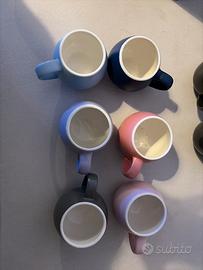 Set 6 tazze design colorate in ceramica