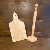 Set cucina: porta rotolo + tagliere in legno