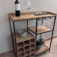 Mobile Cantinetta Portabottiglie, Metallo e Legno