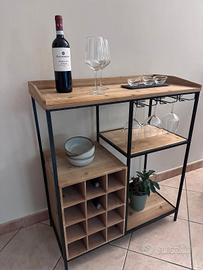 Mobile Cantinetta Portabottiglie, Metallo e Legno