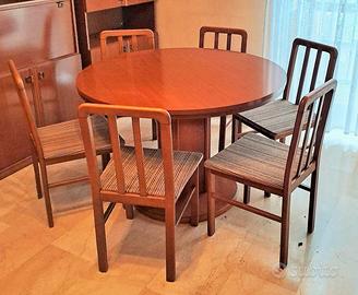 Tavolo allungabile con 6 sedie,diametro aperto cm