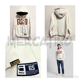 FELPA U G STAR RAW BIANCA CAPPUCCIO CON STAMPA ROS