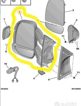 RETROVISORE LATO GUIDA JUMPER, BOXER, DUCATO