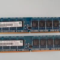 2 banchi RAM per PC da 1GB ciascuno