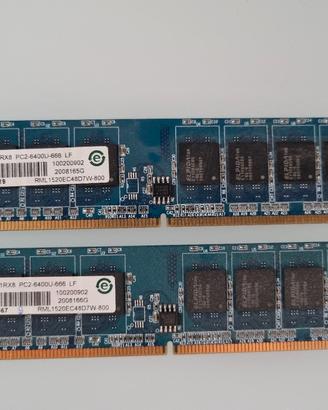 2 banchi RAM per PC da 1GB ciascuno