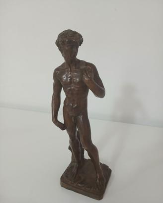 Scultura David Di Michelangelo In Bronzo Antico St