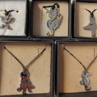 Ciondolo in acciaio con puntino in oro collana