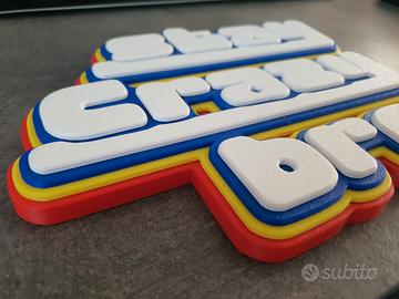 Stay Crazy Bro 3D Printed Multicolore 24,5 x 19cm