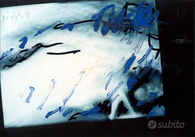 Mario Schifano tecnica mista su fotografia 13x18