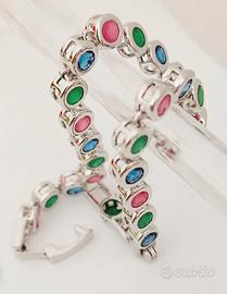 Bracciale stile tennis con cristalli di tre colori